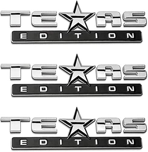 3 unidades plateado+negro 3D Texas Edition Emblema compatible con Chevy Silverado Sierra coche camión auto universal calcomanía