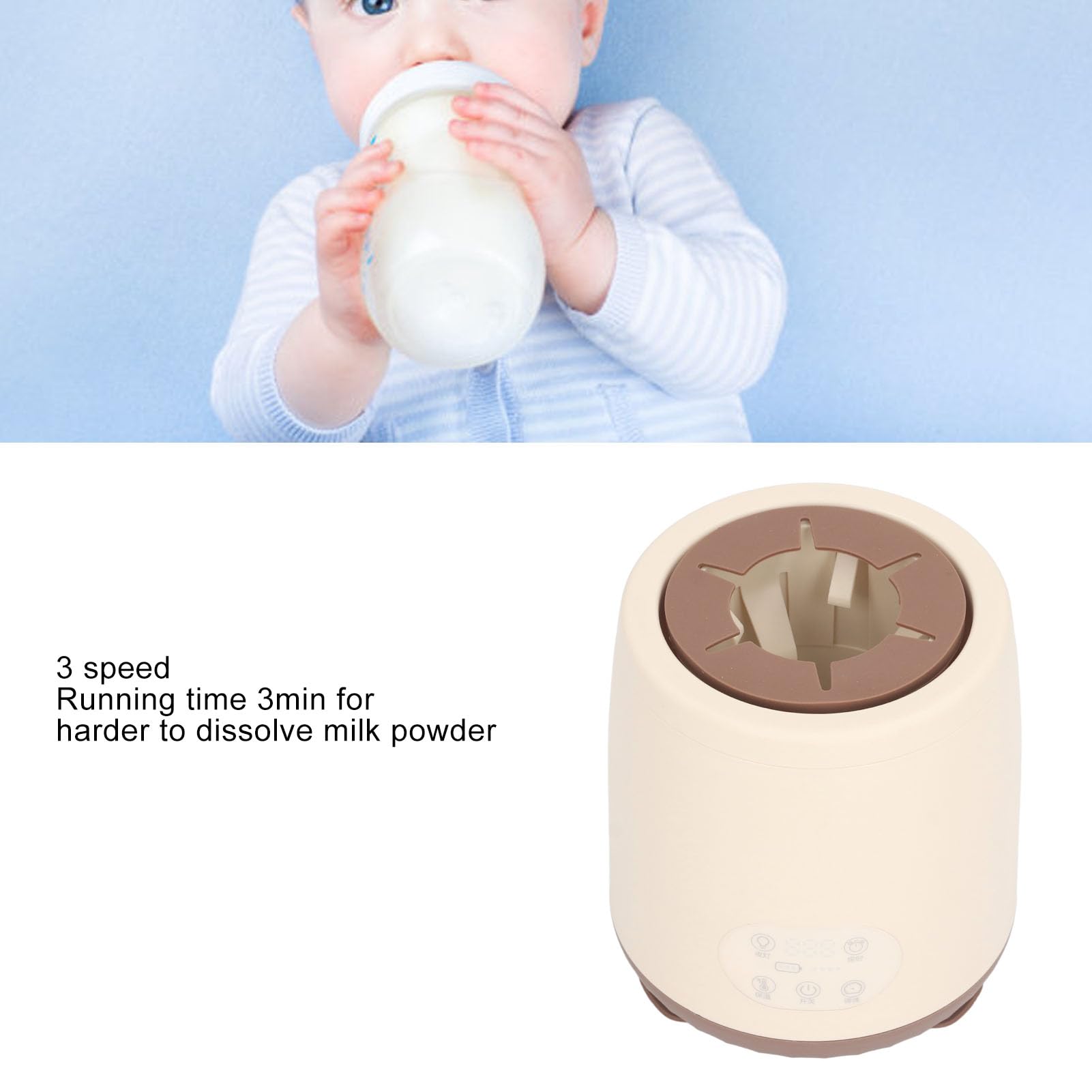 Agitateur et Mélangeur Automatique de Biberon de Lait pour bébé avec 5 Niveaux de Synchronisation pour un Mélange sans Effort pour les Nourrissons 6 X 5,3 Pouces (Kaki)