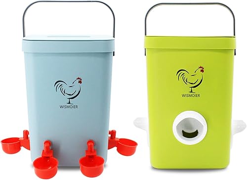 WISMOIER Juego de comedero y bebedero para pollo, equipo automático de alimentación de pollo, kit de alimentador de agua para aves de corral