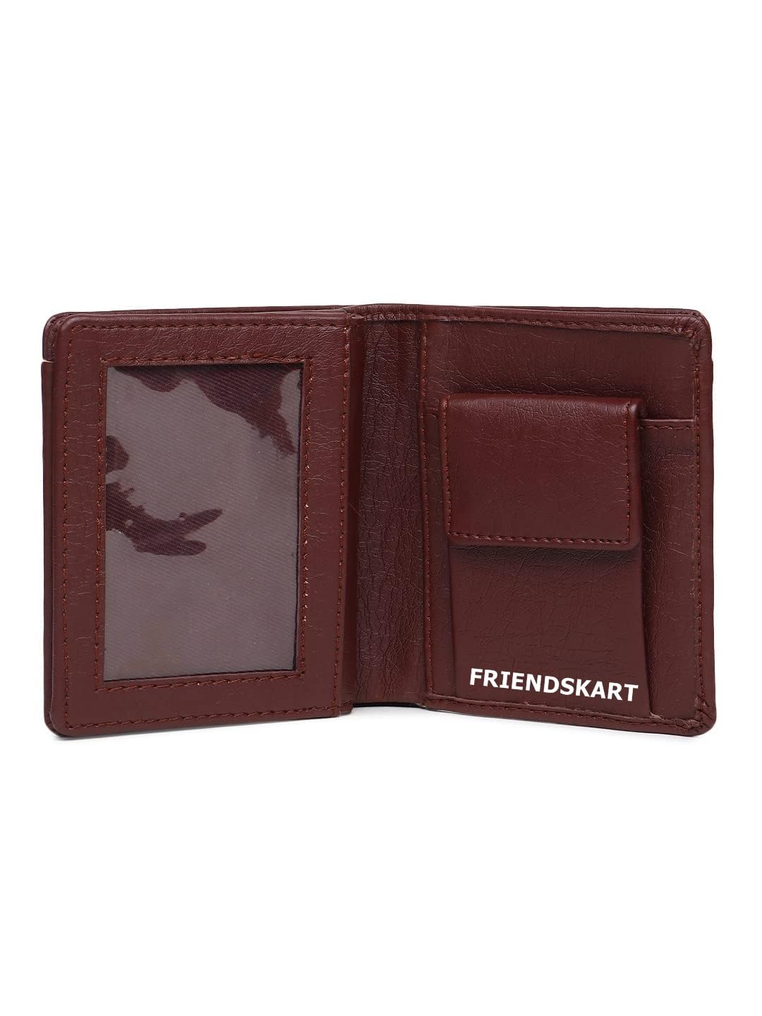 friendskart Men's Bifold Wallet, Faux Leather, Slim Compact DesignBrown-picture-1