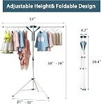 JAUREE Séchoir à vêtements sur trépied pliable pour intérieur, séchoir portable et réglable en hauteur, économiseur d'espace avec 20 pinces
