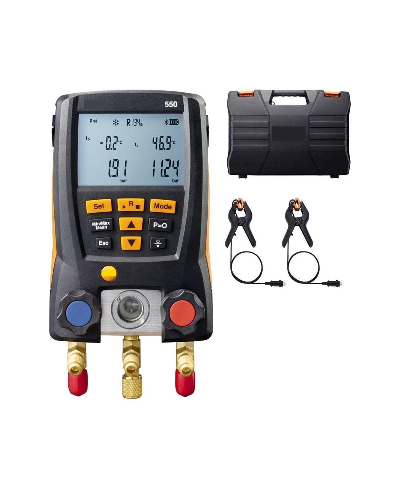 Kit de calibre de maniatural digital de presión de aire acondicionado con sondas de sujeción, maleta