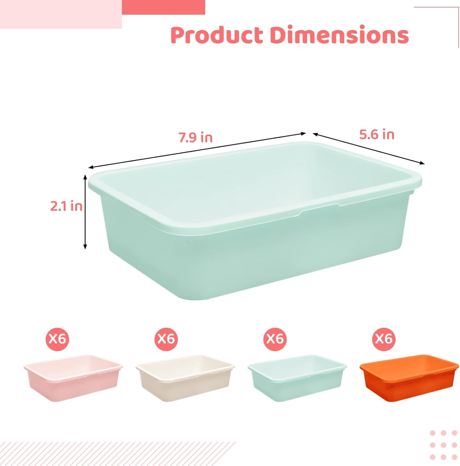 24 PCS Plastic Art Trays - 4 Colors Stackable Craft Storage Bins for Classroom, Deep Activity Sand Trays, Painting Beads Organizer for DIY, Office, 7.9 x 5.7 x 2.1 in - Image 5