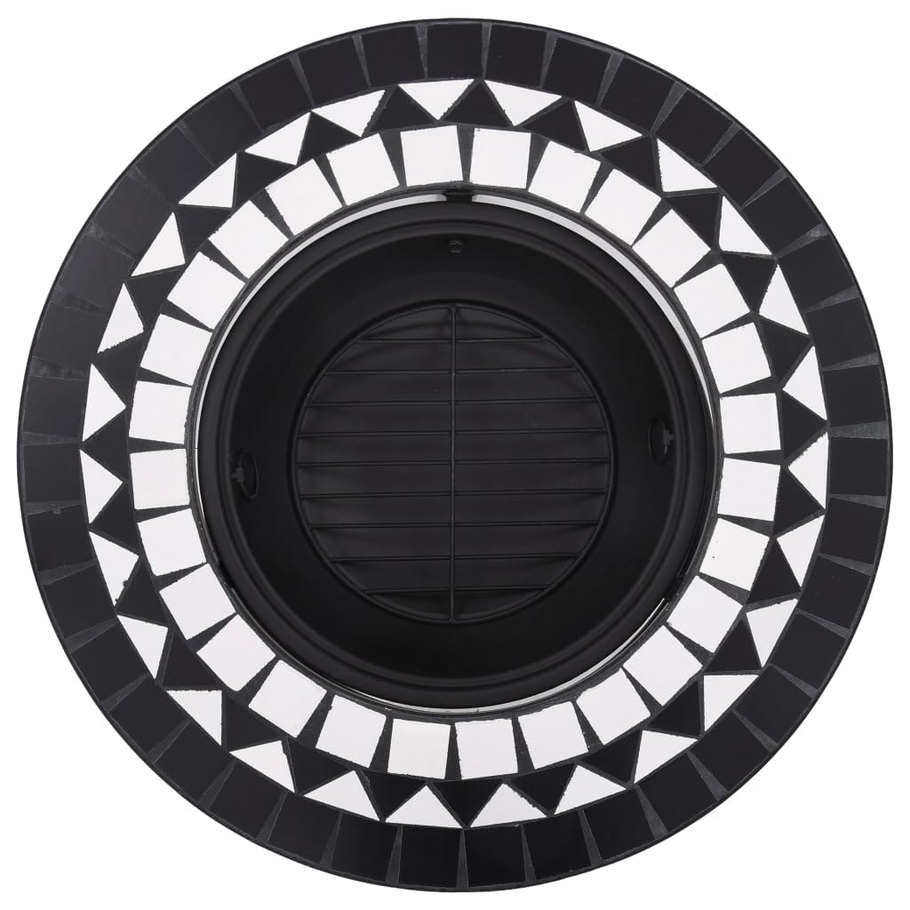vidaXL Brasero de Mosaico cerÃƒ¡Mica Negro y Blanco 68 cm