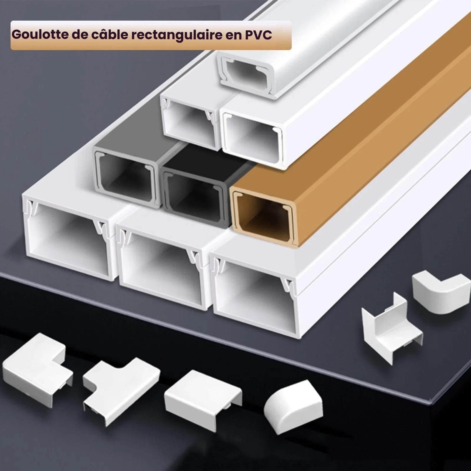 Goulotte en Aluminium pour Câbles 15-30 Mm – Autocollante, 3 Pcs De 100 Cm – Cache-Câbles pour Sol Et Mur, Rangement Pratique pour Fils Électriques(White,30 * 15mm)