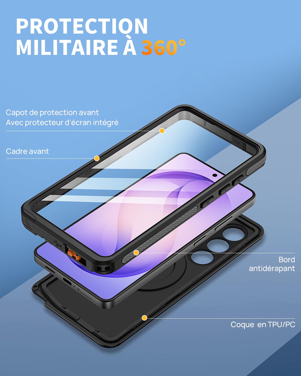 Coque pour Samsung S26 Ultra IP68 Étanche avec Support pour MagSafe | Intégrale Incassable Etui avec Protection Écran, Antipoussière Antichoc Waterproof Case pour Samsung Galaxy S26 Ultra, Noir