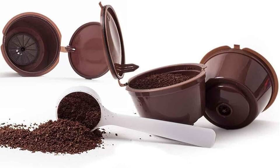 2 copos de filtro de café reutilizáveis – cápsulas de café recarregáveis para cafeteiras, marrom