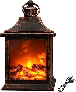 fikujap LED fireplace light fireplace lantern, LED table fireplace flame effect fireplace light electrocamin stove led lantern realistic led fireplace fire lantern with fascinating