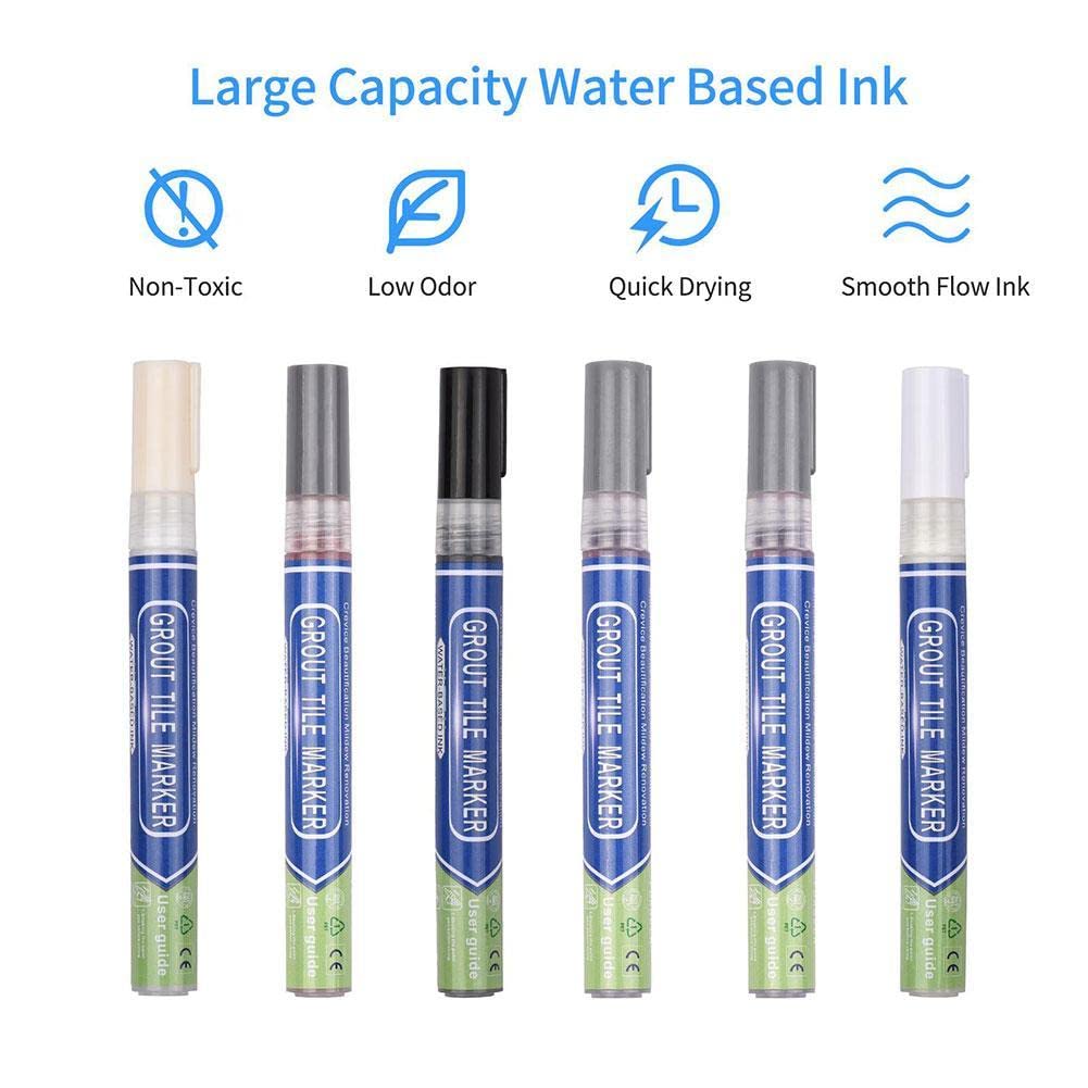 5 Pack Home Tile Grout Pen, Waterproof Kitchen Instant Tile Repair Pen, Professional Multiple Colour Grout Marker