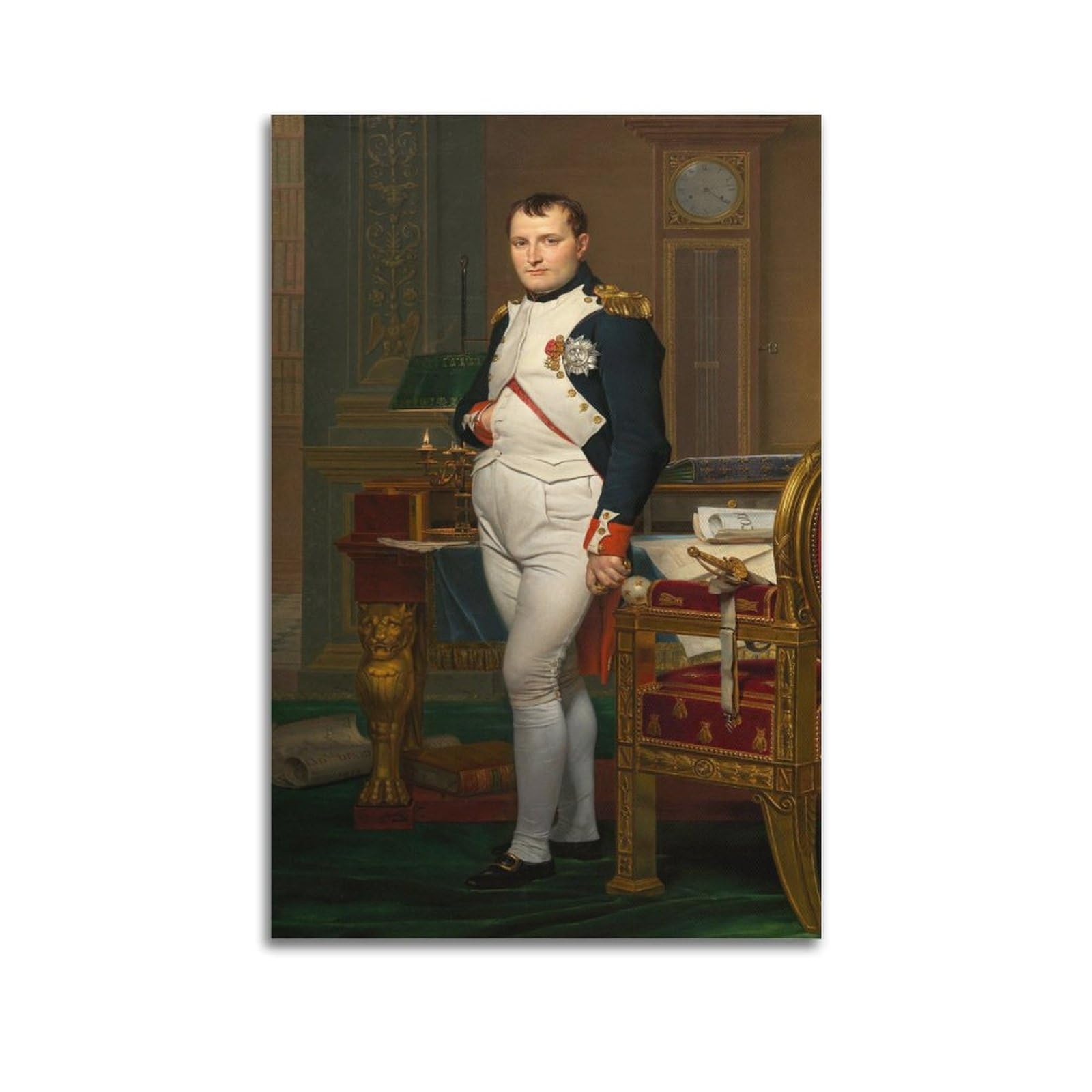 YMXSDIMDS The Emperor Napoleon in His Study at The Tuileries by Jacques Louis David Poster Wall Art Scroll Canvas Picture Living Room Decor Home 08x12inch(20x30cm)