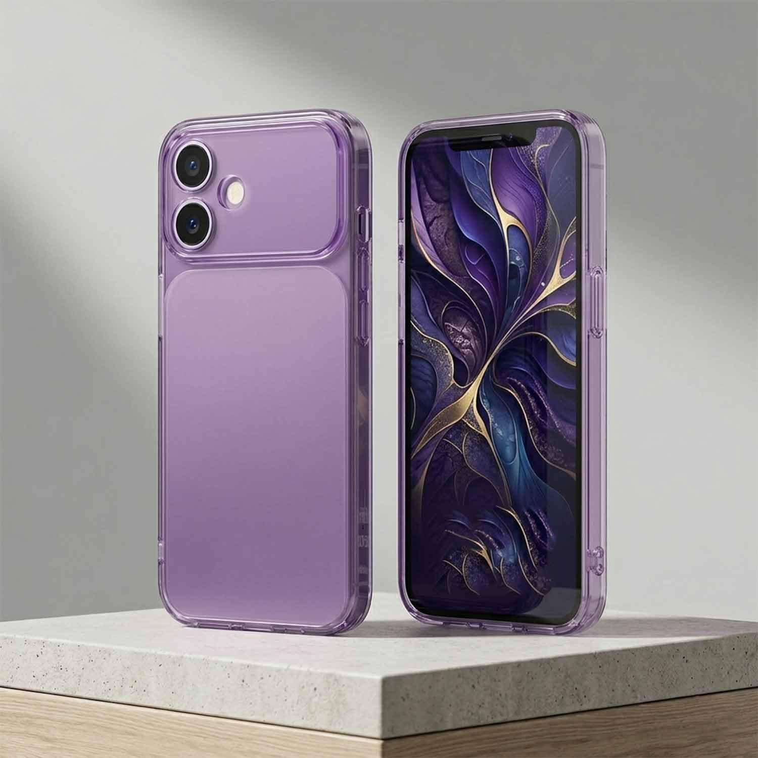 Rance Clear Transparent Back Cover Case Compatible with iPhone 17, Slim Protective Shell (Purple)