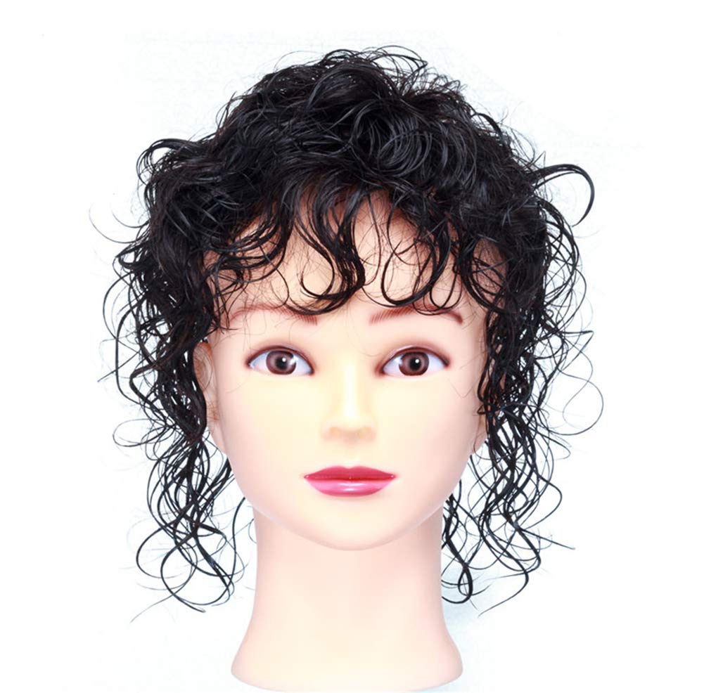 Women Hair Topper Human Hair Wavy Curly Clip in Wiglet Wiglet Hairpieces for Thinning Hair (Wavy Black)