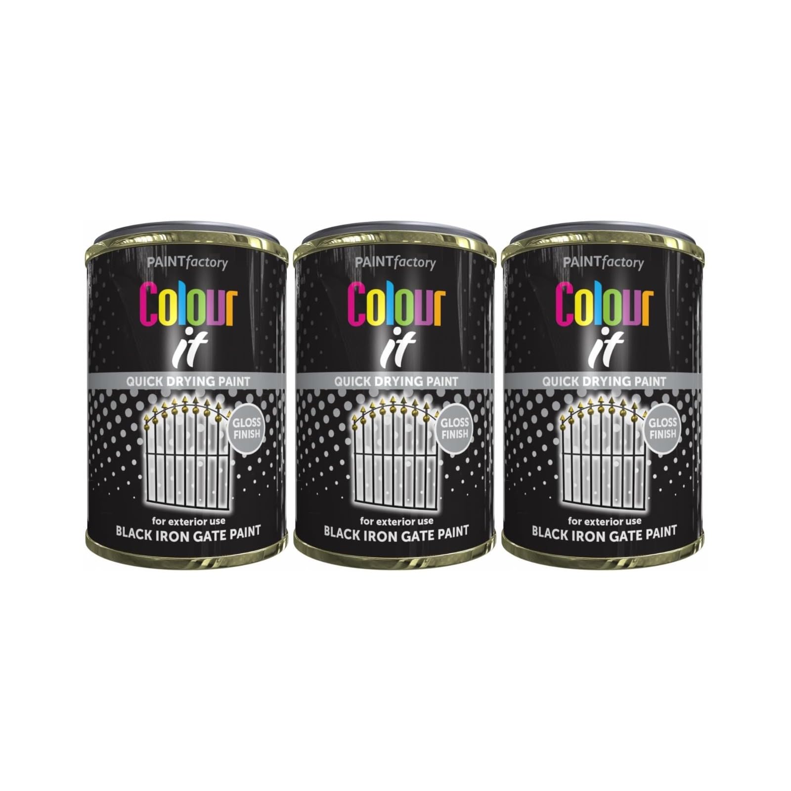 SDMAX All Purpose Black Iron Gate Tin Paint, Gloss Finish, Fast Drying, Durable And Long-Lasting Protection, Easy To Use, Portable And Lightweight, Exterior Use, 300ml (3PCS)
