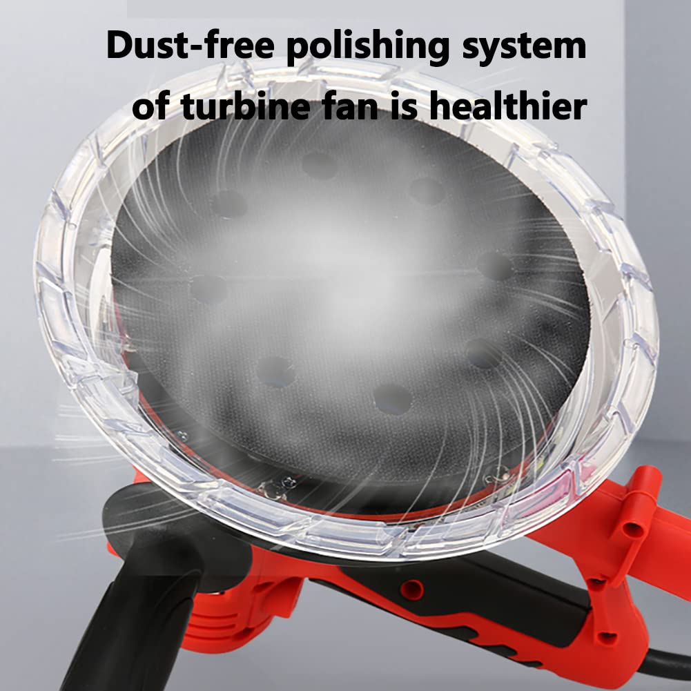 Levigatrice per cartongesso da 1250 W con 2 strisce LED, velocità variabile - Levigatrice manuale per cartongesso con sacchetto sottovuoto e tubo di raccolta della polvere