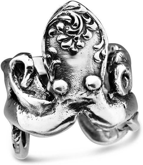 Silver Spoon JewelryWomens Octopus Spoon Ring Vintage Antique Style Adjustable Ring, Sterling Silver