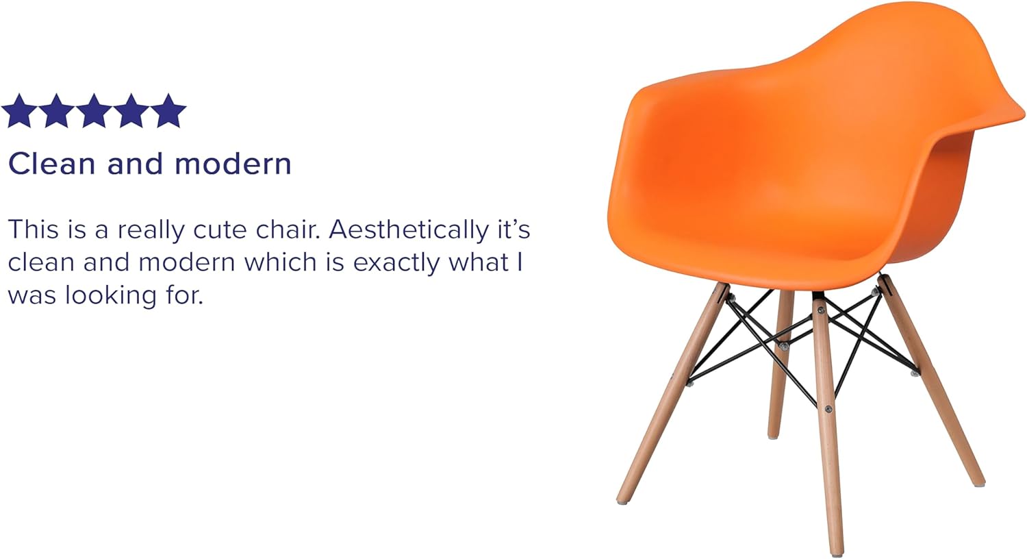 Charming Orange Polypropylene Armchair with Artistic Wooden Legs