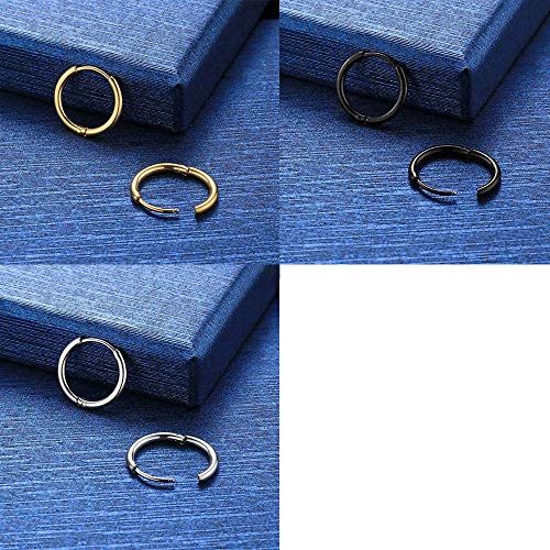 Image of 316L Surgical Stainless Steel Huggie Hoop Earrings 6mm 8mm 10mm 11mm 12mm 14mm Hypoallergenic Earrings Hoop Cartilage Helix Lobes Hinged Sleeper Earrings For Men Women