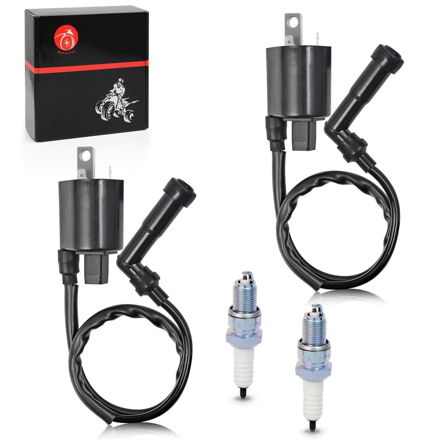 MOTO1988 Ignition Coil Pack R+L & spark plug + Cap For Yamaha Virago 700 750 1000 1100 XV700 XV750 XV1000 XV1100 1984-1999