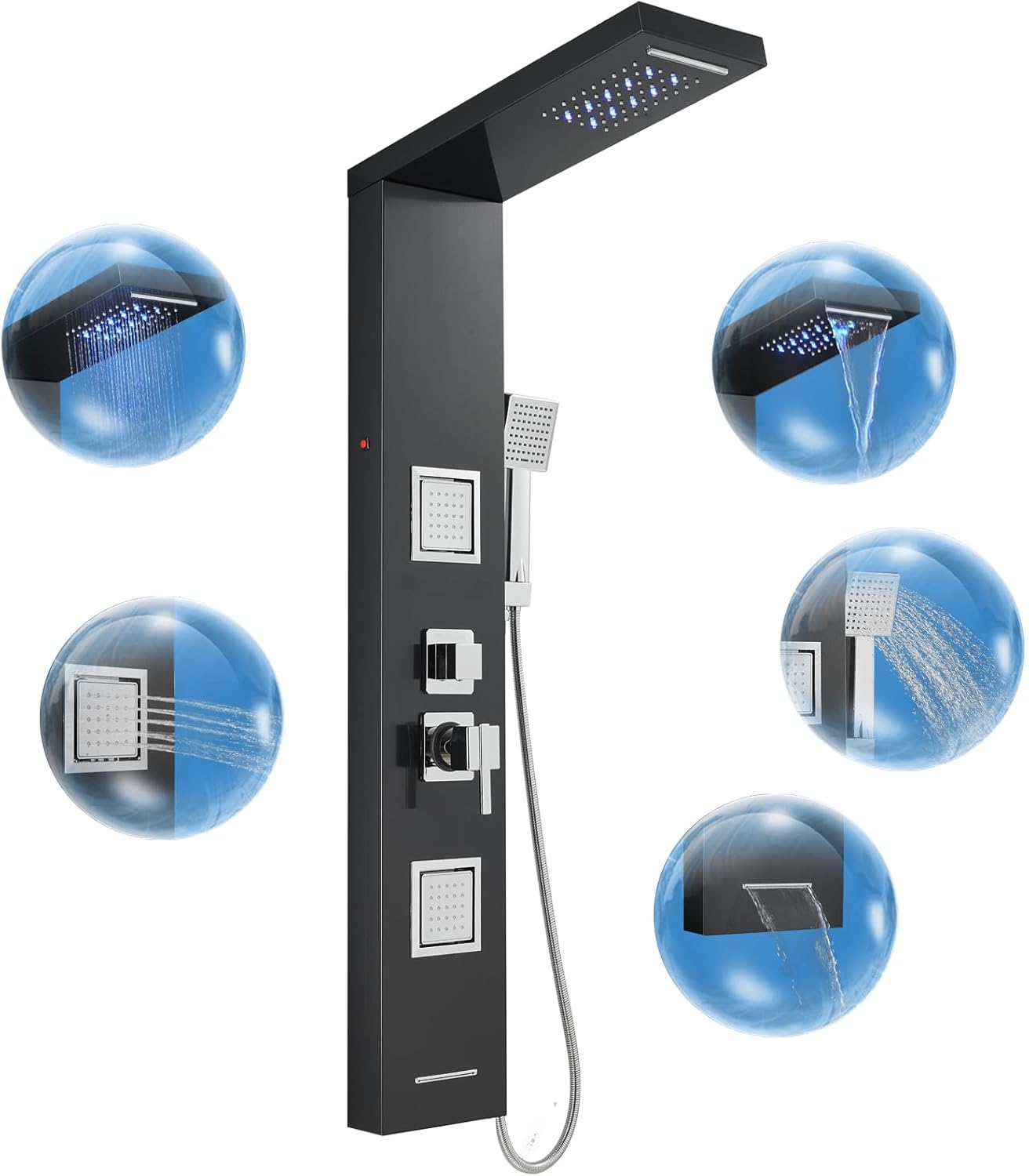 ROVOGO Shower Panel Tower System, Rainfall Waterfall Shower Head with