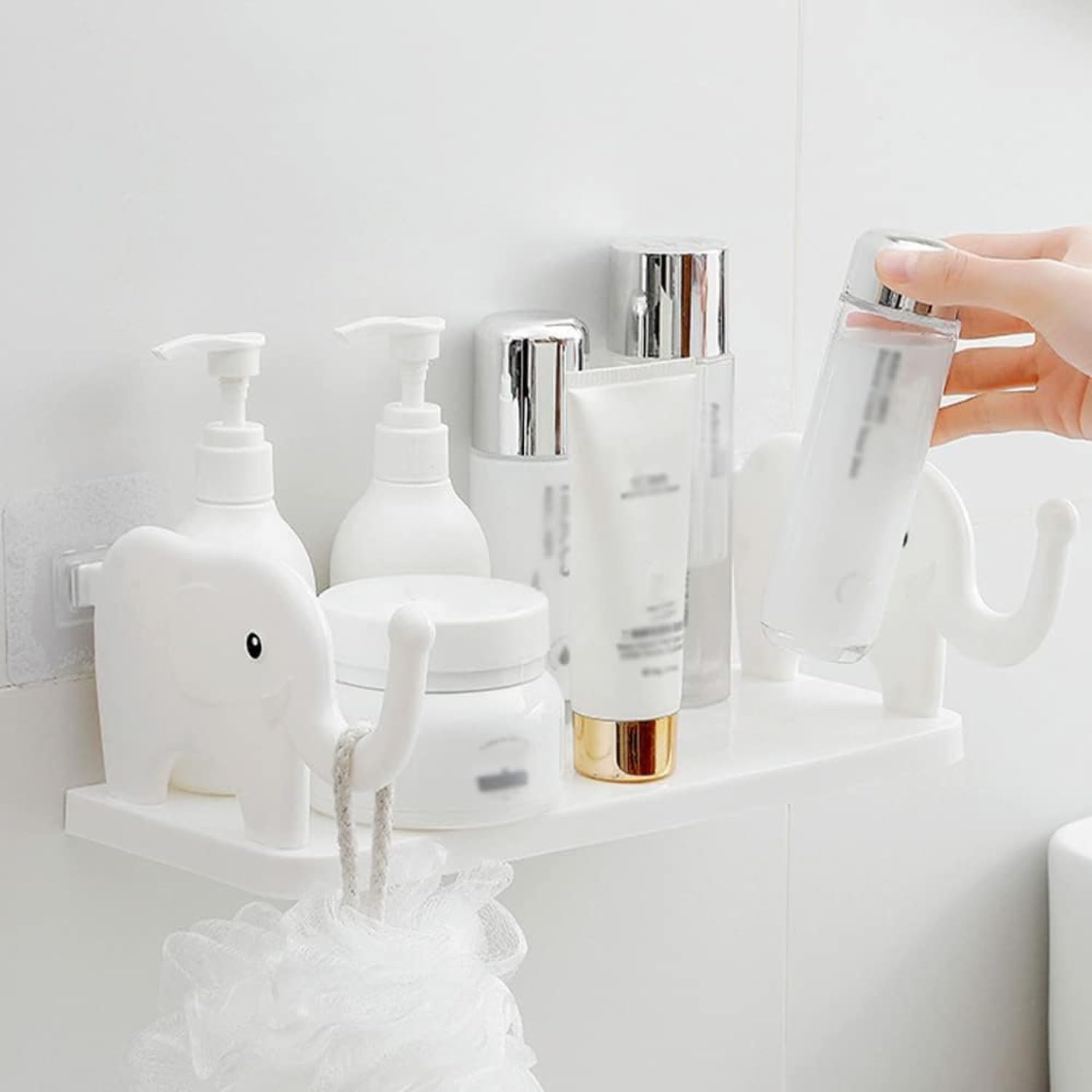 ADL PASSION Self Adhesive Floating Elephant Shape Shelves Wall Shelf for Kitchen Bathroom Entryway Stand Holder for Bedroom Toilet Kitchen Office Shelf Wall Holder, Plastic-White (Pack of 1) - Image 7 thumbnail