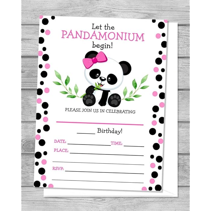 Buy Panda Birthday Party Invitations, Fill In the Blanks, Set Of 20