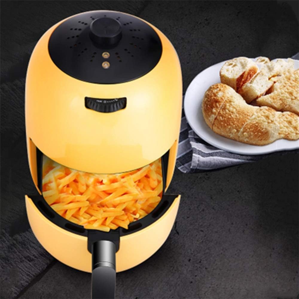 Air Fryer 1000- Watts Hot Air Fryer Oven Stainless Steel Electric Oilless Cooker with Nonstick Square Basket Replace Deep Fryer (Color : Yellow Size : 2L) (Yellow 2L)