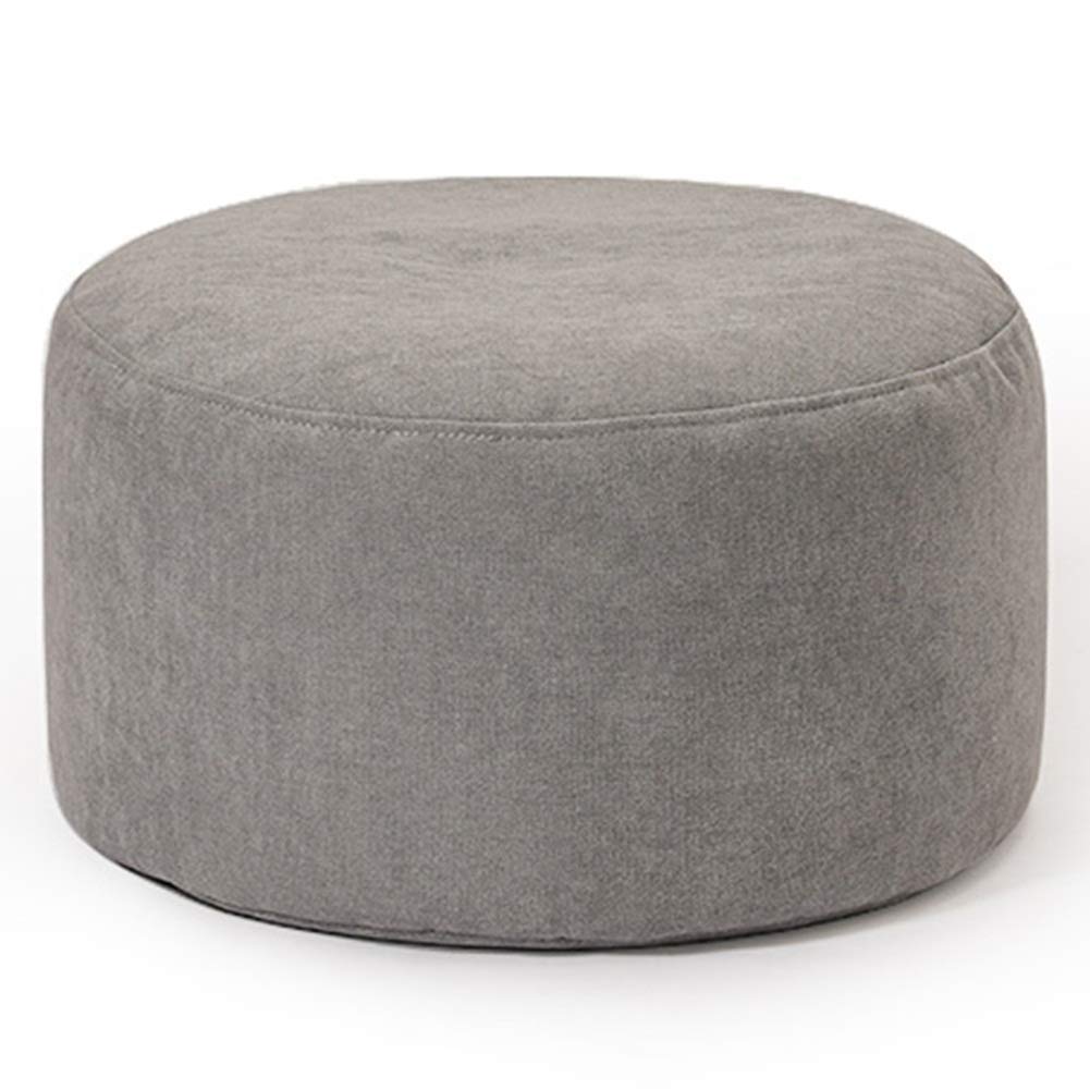Tabouret de salon chic en tissu daim texturé gris chiné 45x25cm