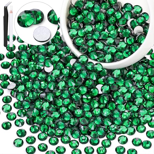 Image of 600PCS SS30 /6mm Crystal Glass Rhinestones for Bedazzling (Emerald Green) | Flatback Rhinestones for Crafting DIY Nail Art Makeup Decoration, Gems Diomand Charms for Tumbler Shoes Clothing Mug