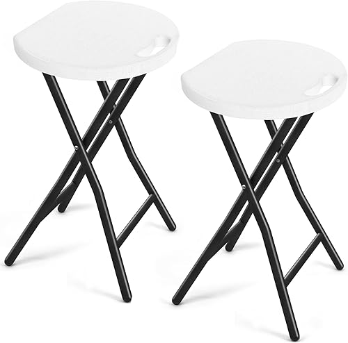 Miniatura 1 de TAVR Furniture Silla plegable portátil con asa, taburete plegable redondo resistente con capacidad de 500 libras para adultos, taburete plegable de