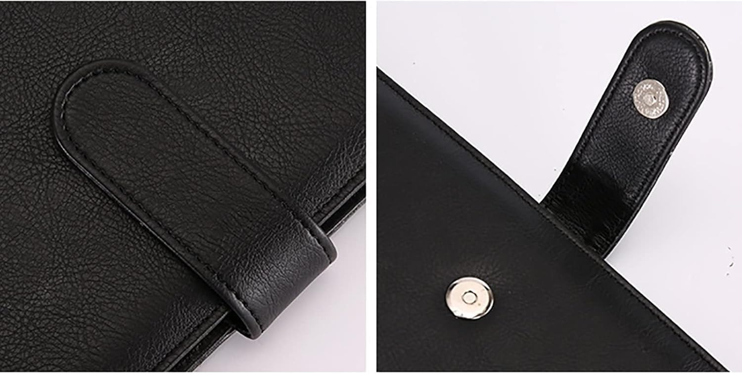 Cartella portadocumenti in pelle, Cartella for conferenze a fogli sciolti in pelle A4 con chiusura magnetica grigia e nera 34,5x26 cm(Grijs)