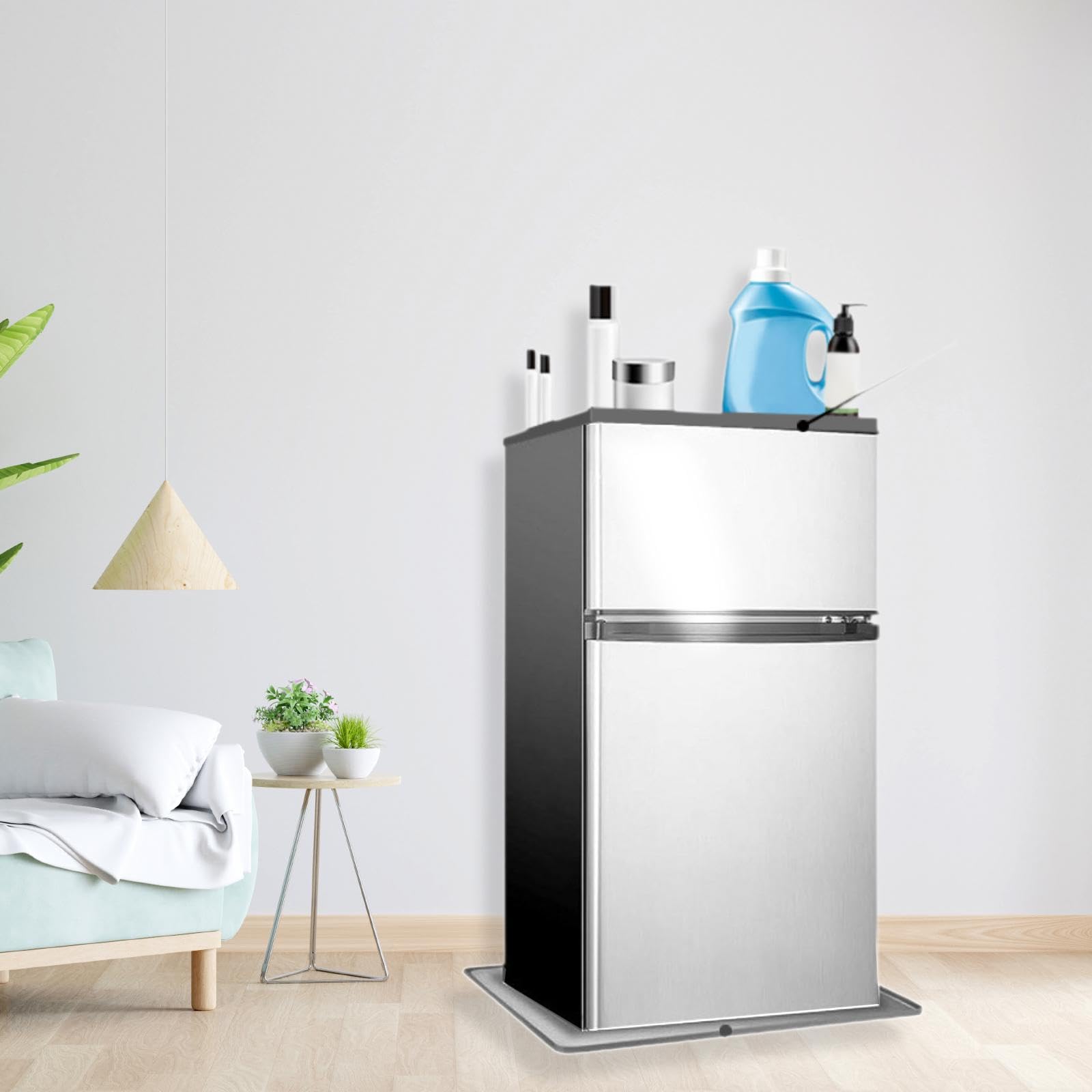 Sharplace Mini-Kühlschrankmatte, Tropfschale unter der Kühlschrankmatte, Wiederverwendbare Spülmaschinenwanne, Unterwaschwanne für die Waschmaschine, Grau