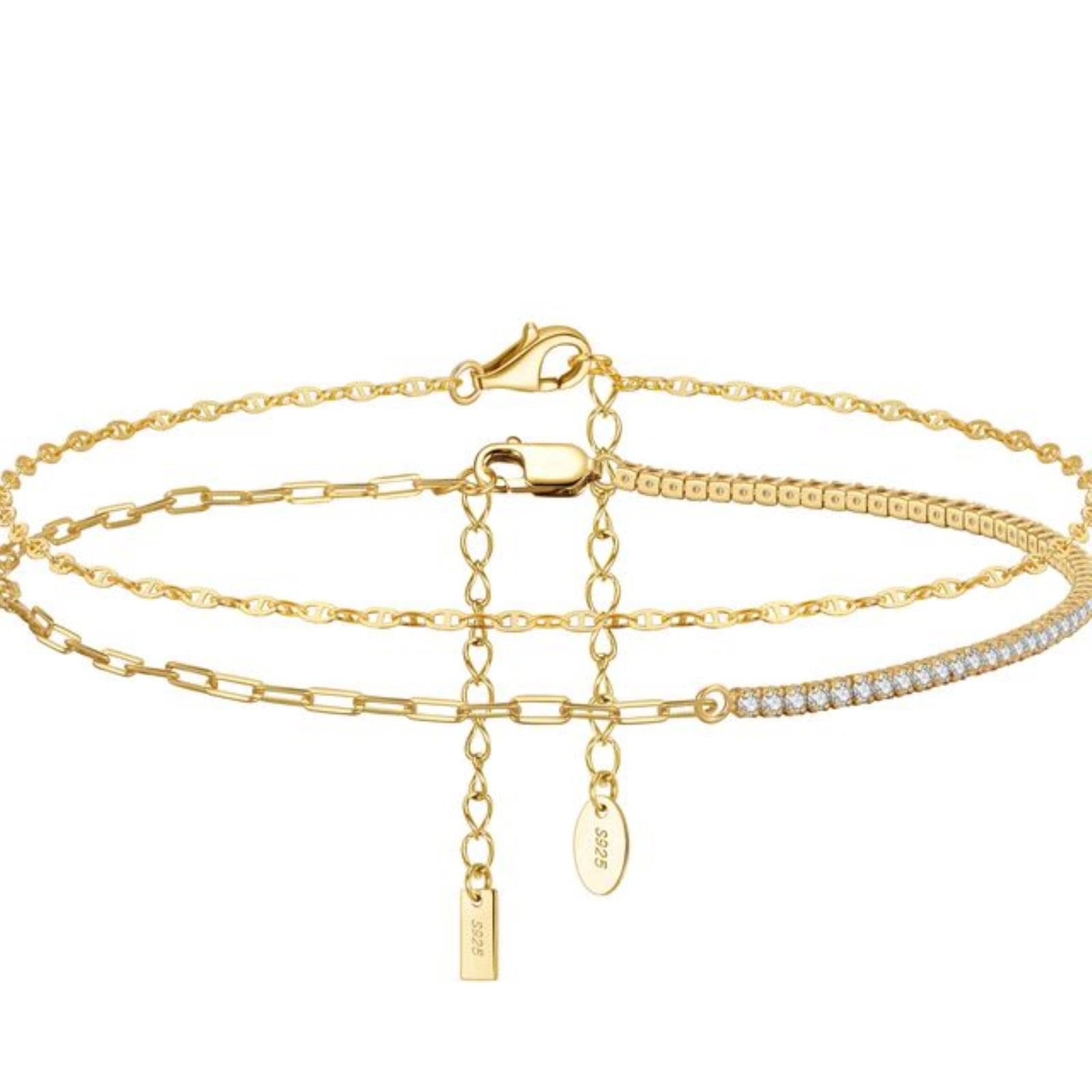 Girls Accessories 2 Teile/Satz 925 Silber Layered Perlen Stern Kreuz Kette Fußkettchen Für Frauen Sommer Fuß Tennis Kette Mode Knöchel Schmuck Birthday Gift