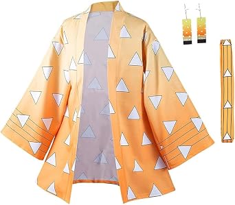 Tanjirou Robe Adult Green Plaid Cloak Kamado Tanjirou Cosplay Costume Color Block Kimono Cardigan Jacket Earrings Set