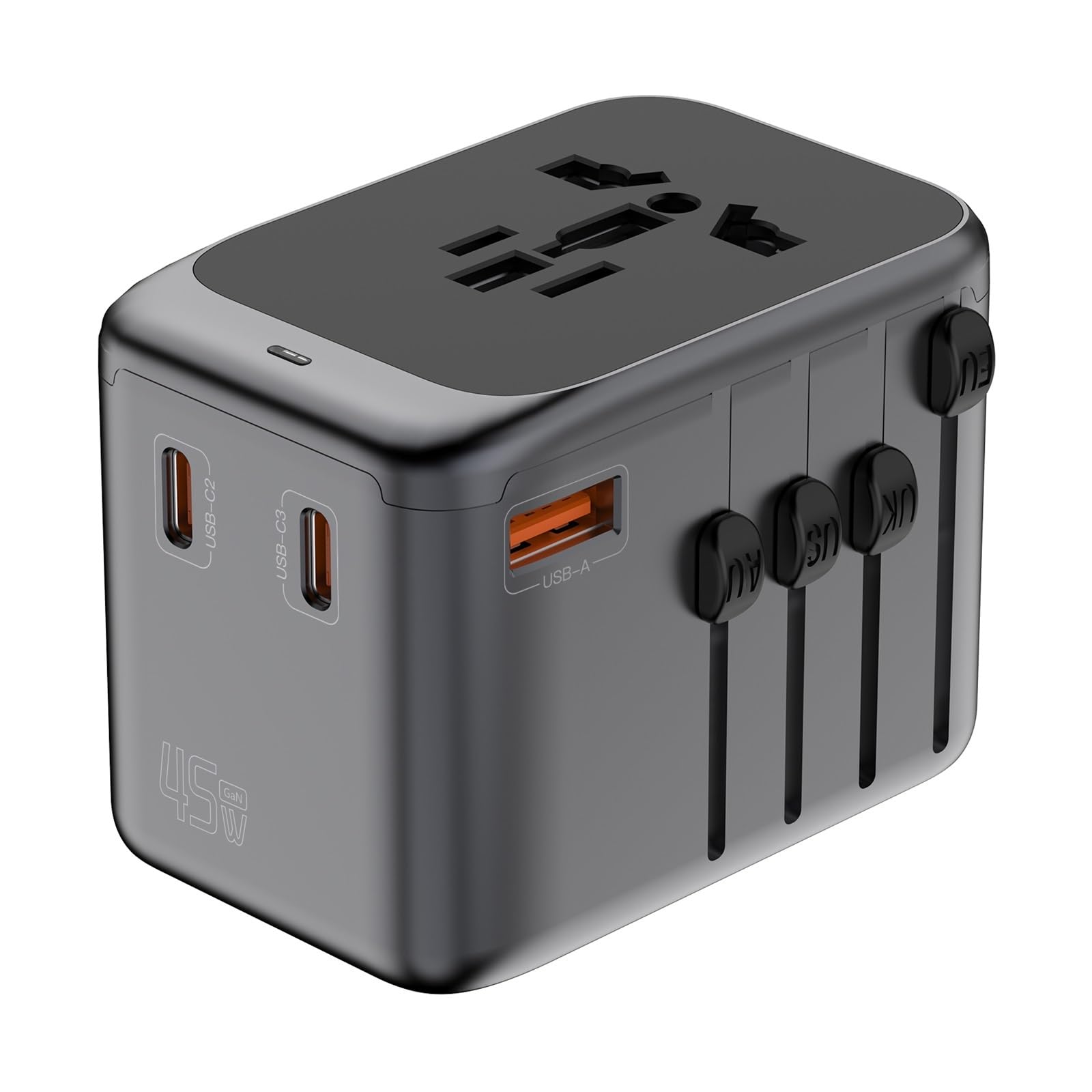 45W GaN Universal-Reiseadapter 4 USB-C Weltstecker-Ladegerät