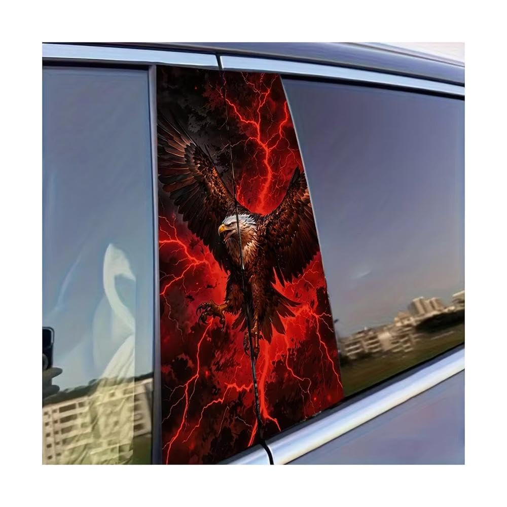 Dabhuoc One Color Car Parts 2Pcs Car Door Post Decals Thunder Bald Eagle Glossy Protective Polyethylene Film