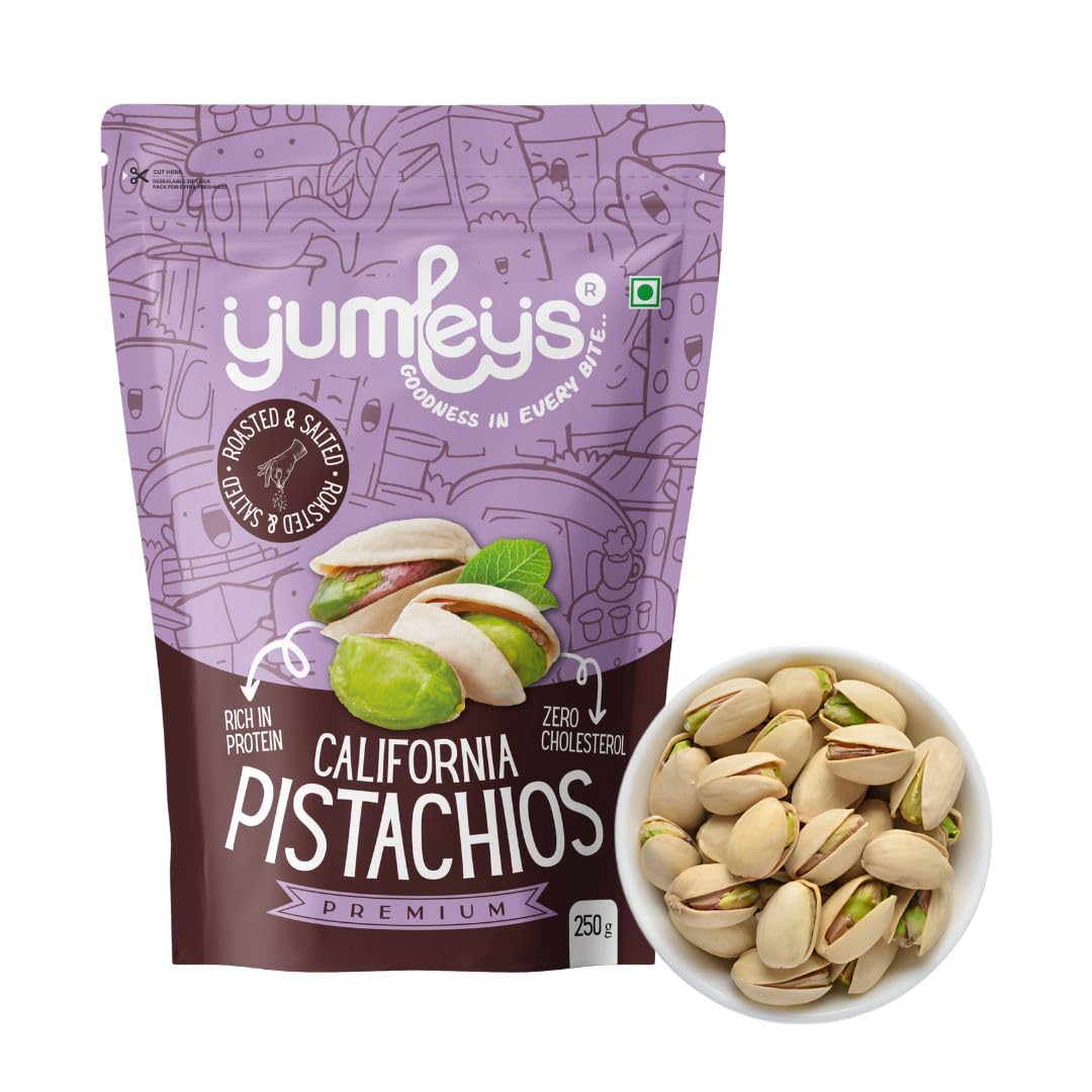 Yumleys Premium California Roasted Pistachios - Salted, 250g | Crunchy Snack from California Orchards | Rich in Protein and Fiber (B0CT8XPH7W) Amazon Price History, Amazon Price Tracker