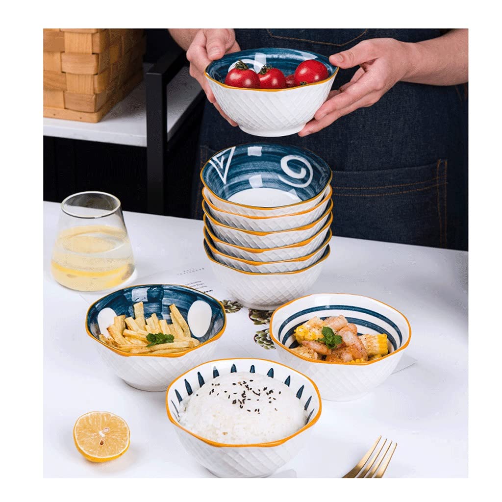 Bols à Céréales Bols de céréales Ensemble de 10 grands bols à soupe Bols céramiques Nouilles Ramen Bols Set Serving Bols for Pâte à curry Bowl Bowl pour Pâtes Salade ( Taille : 10 UK , Color : Annual