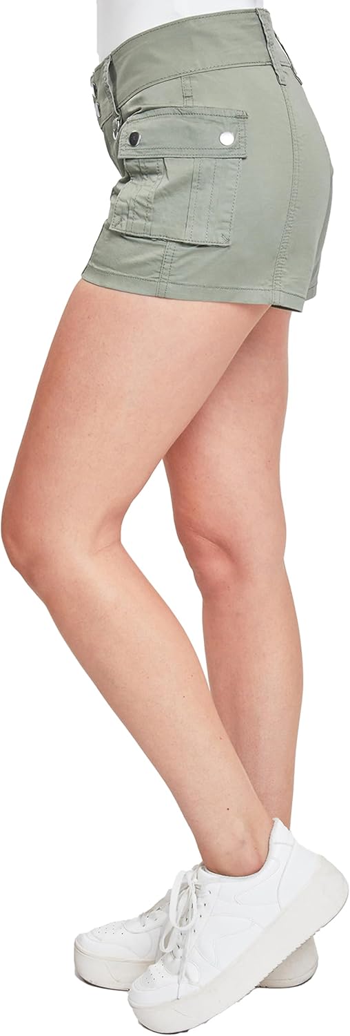 YMI Women's Low Rise Poplin Cargo Shorts