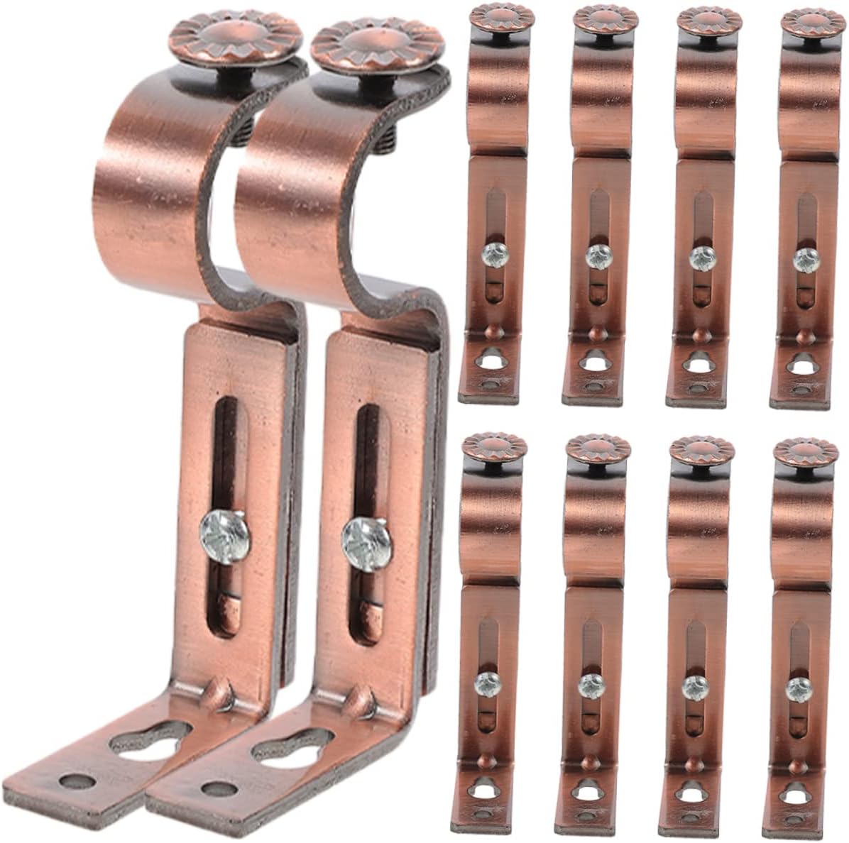 10pcs Curtain Rod Bracket Set Adjustable Iron Mounting Support Brackets for Drapery Rods Wall-Mounted Curtain Pole Holders Enhanced Stability