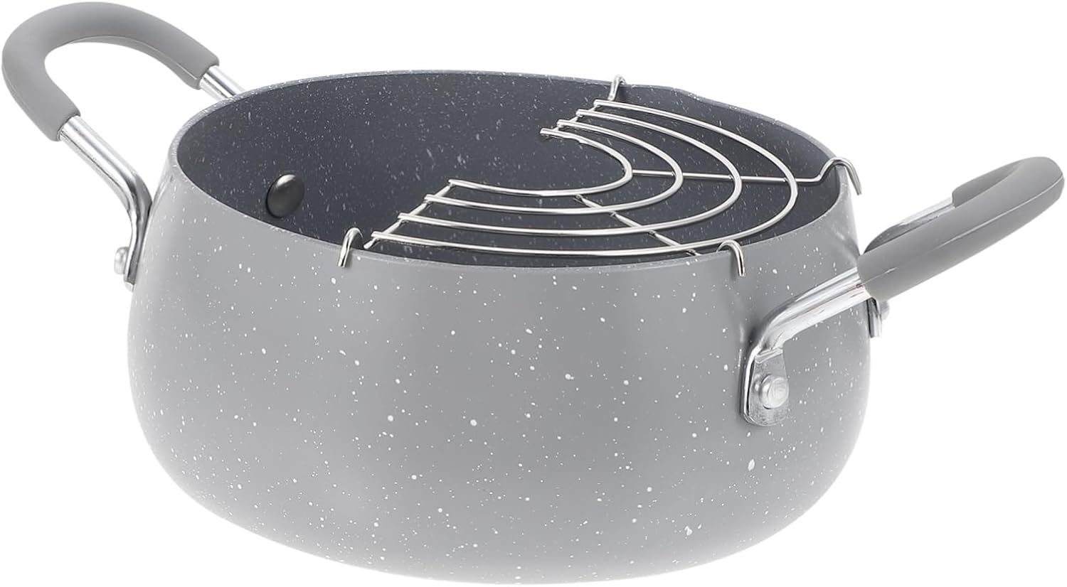 VOSAREA Japanese Style Deep Fryer Pan with Drain Rack Non Stick Small Frying Pot for Gas Electric Stoves Heat Retentive Kitchen Cookware for Tempura French Fries and Various Fried Foods