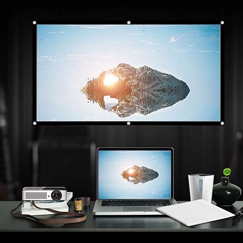 Miniatura 2 de Pantalla de proyección portátil 16:9, proyector plegable sin pliegues, pantalla de cortina compatible con proyección de doble cara para cine en