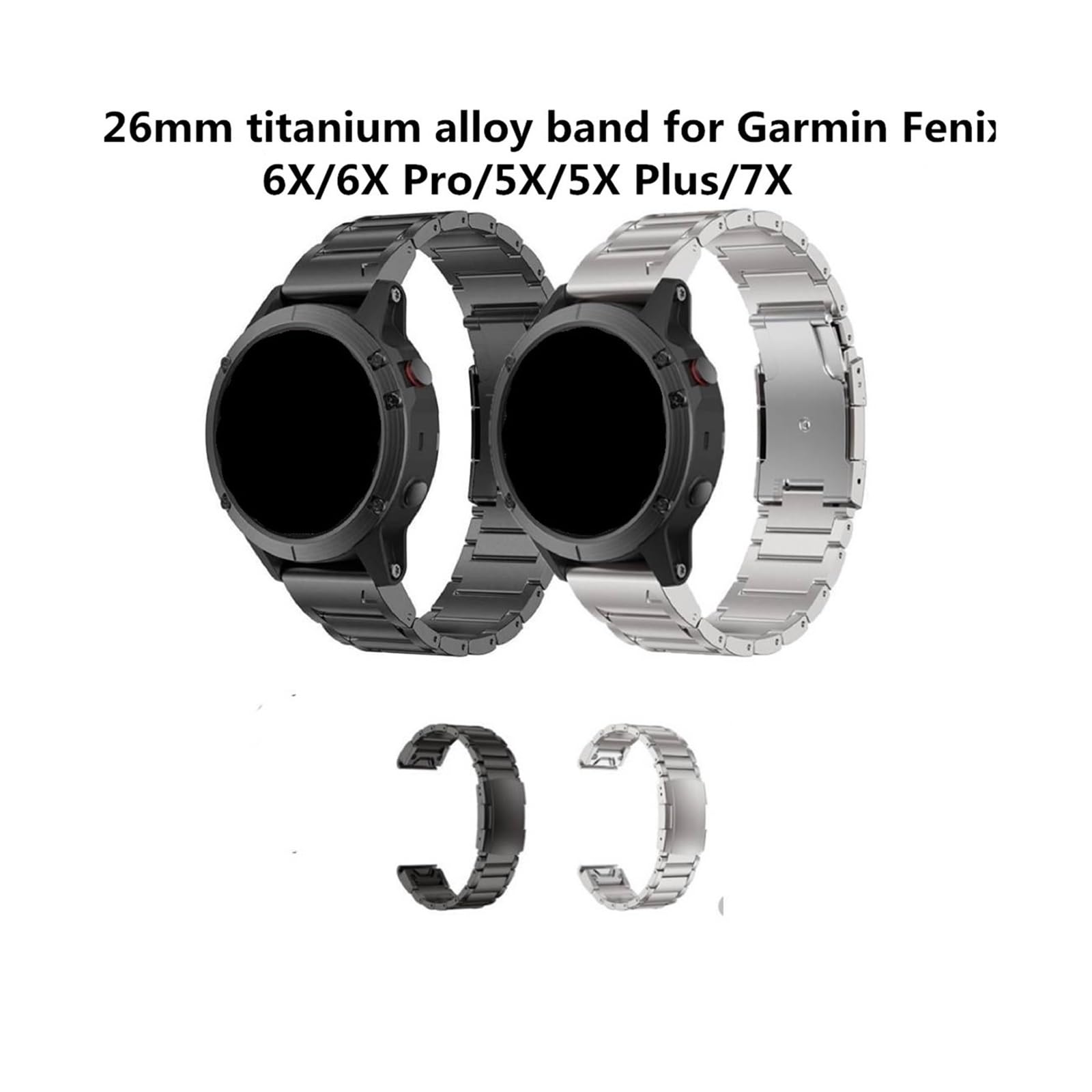 WUURAA 22 26mm Titanium Alloy Band For Garmin Fenix 6X Pro/6X/5X/5X Plus/7X Watchband for Tactix 7/Descent MK2/Instinct 1/2 Bracelet(Sliver,22mm)