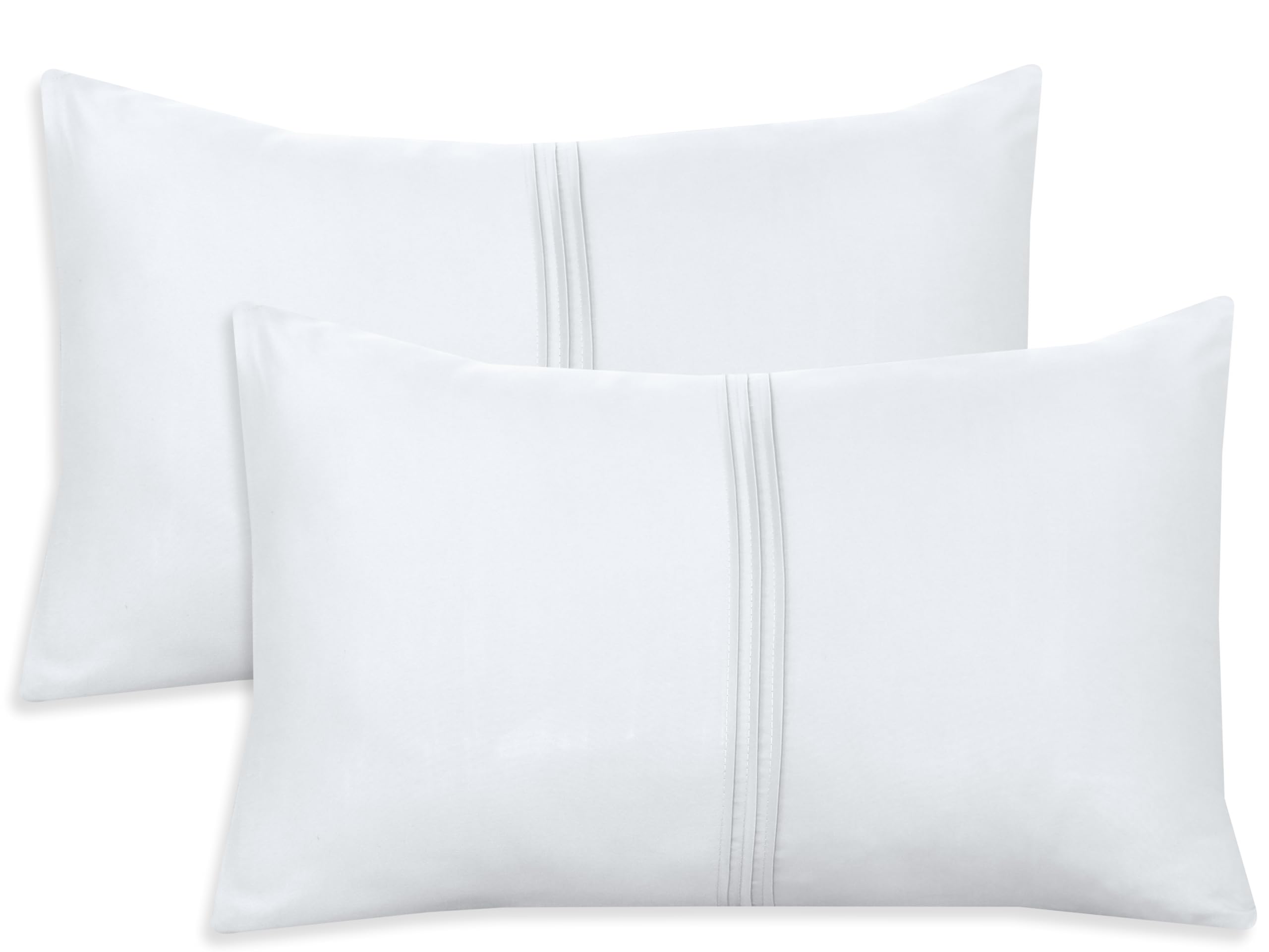 Nafay Living Pintuck Pillowcases 2 Pack Brushed Microfiber Soothing Feel Wrinkle & Fade Resistant with Envelope Closure (White)