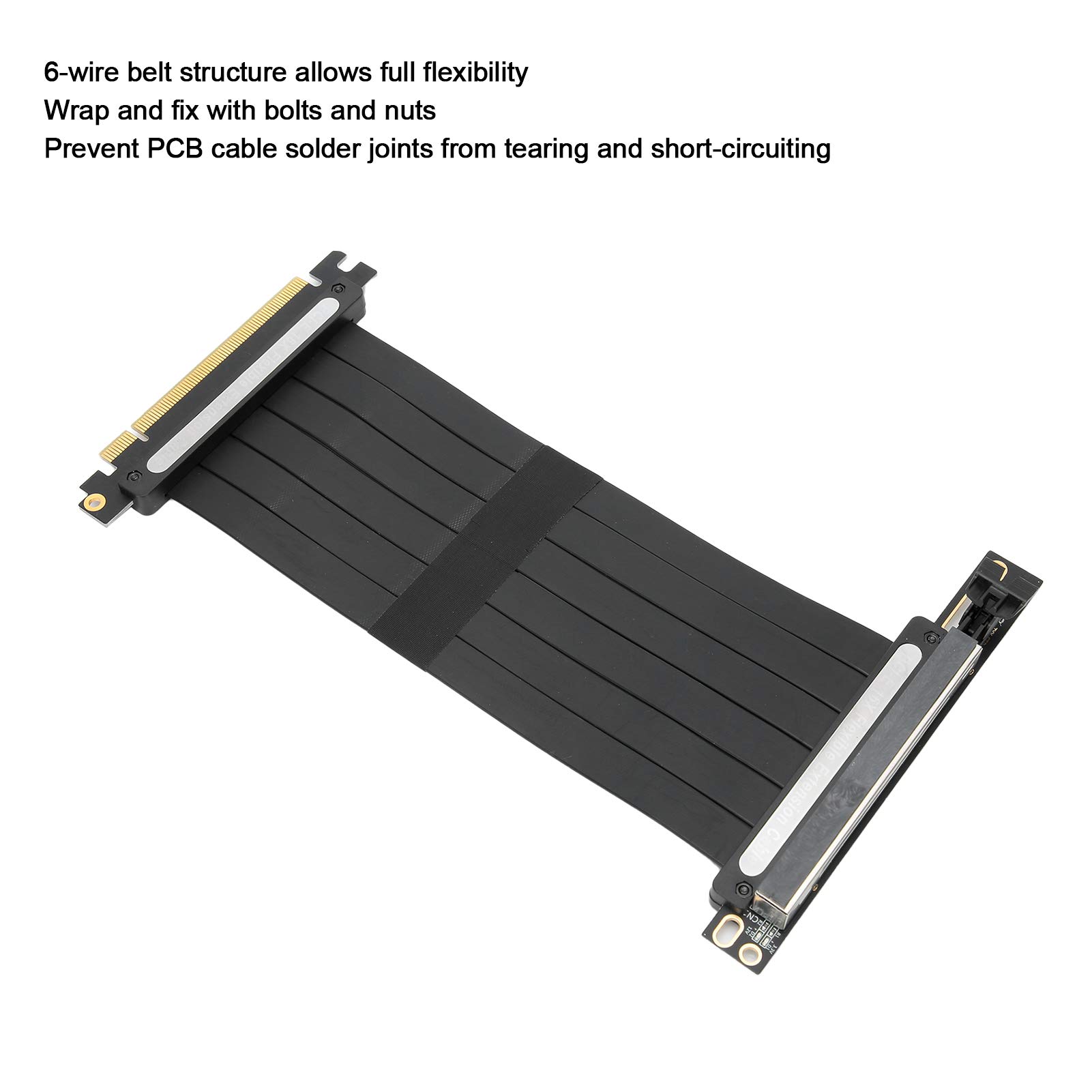 aqxreight Câble PCIE 16X avec LED Rallonge PCI Express Riser Extender Pièces d'ordinateur 128Gbp/s Offre 3 Matériaux de Protection Doré, Atténuation Durable et PCI?E ?E