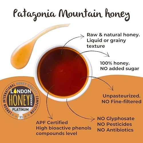Miniatura 4 de Miel de Montaña Patagonia APF 100+ de TERRA ANDES PLUS  Miel orgánica natural cruda. Mayor grado bioactivo. Fabricado en la Patagonia chilena. 100%