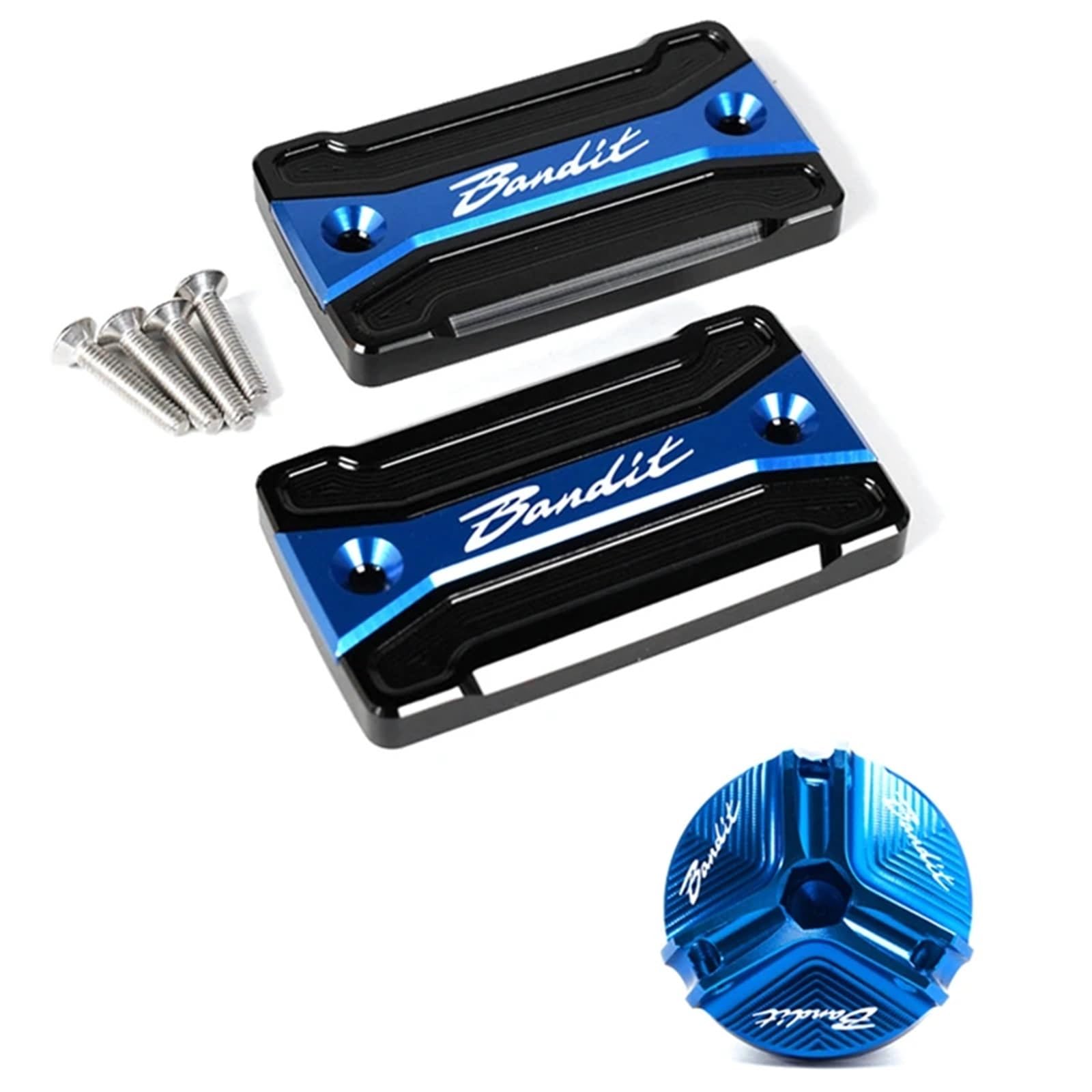 LOTFI Passend for Suzuki Bandit 650 GSF S650 Bandit 1250 S 1200/1200S, Zubehör, Motorrad-Bremsflüssigkeitsbehälter-Abdeckung, Motoröl-Einfülldeckel (Size : A Set Blue)