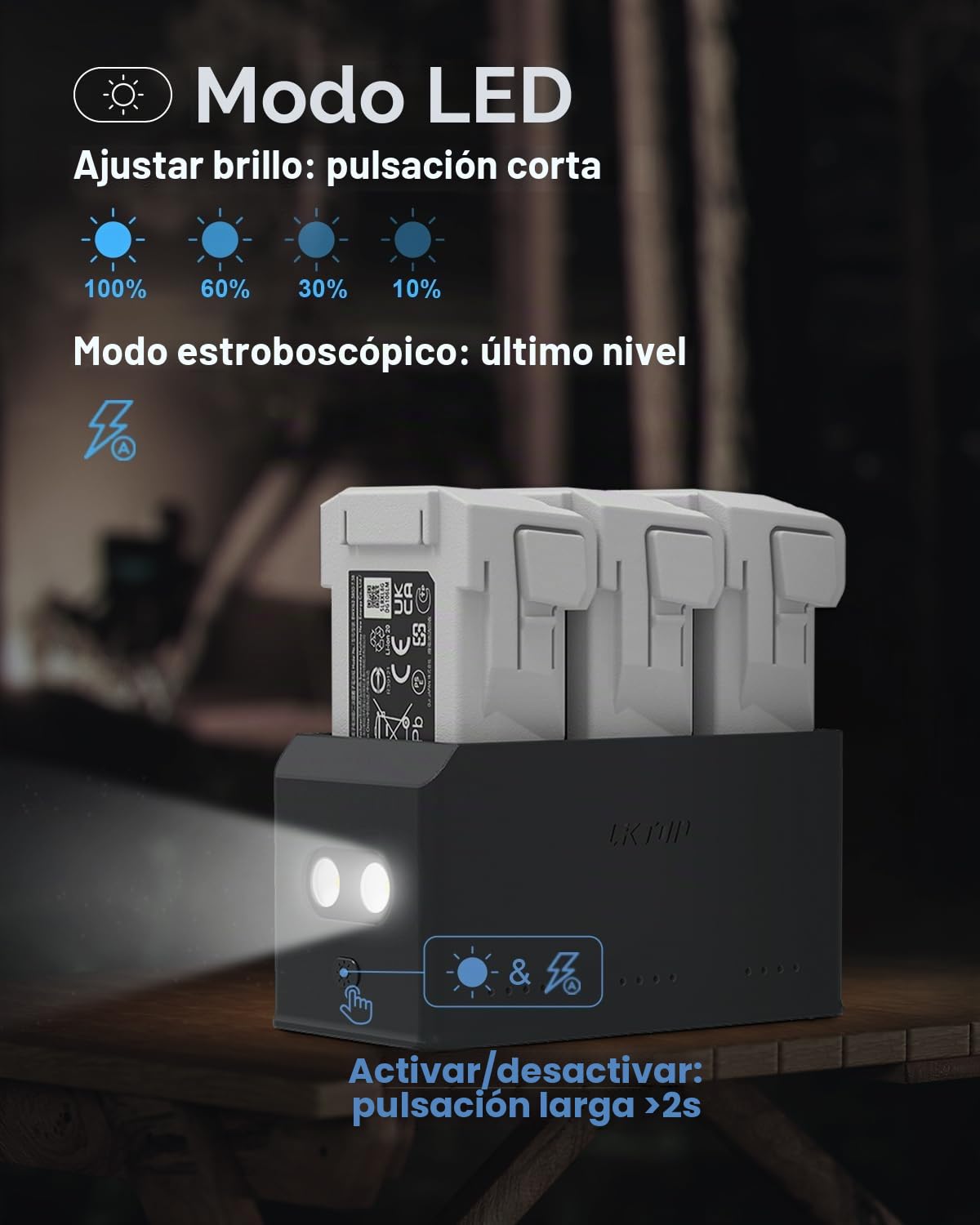 Hub de carga DJI Mini 4 Pro/3 Series - 100W Bidireccional con LED de almacenamiento, modo alarma, cargador rápido 3X