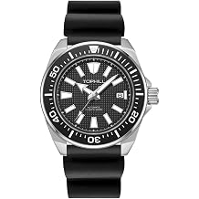 TOPHILL Mens Dive Watch 43.5mm Japanese Movement NH35 Sapphire Crystal Dial Super C3 Luminous Calendar Automatic Mechanical Wrist Watch Water Resistant 300M TD008G, Black Silicone, strip