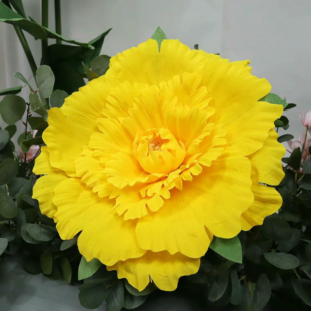 Pivoine Artificielle en Velours de Couleur Unie, Grande décoration pour Mariage, Arrangement de Fond - Rose Rouge foncé - 60 cm