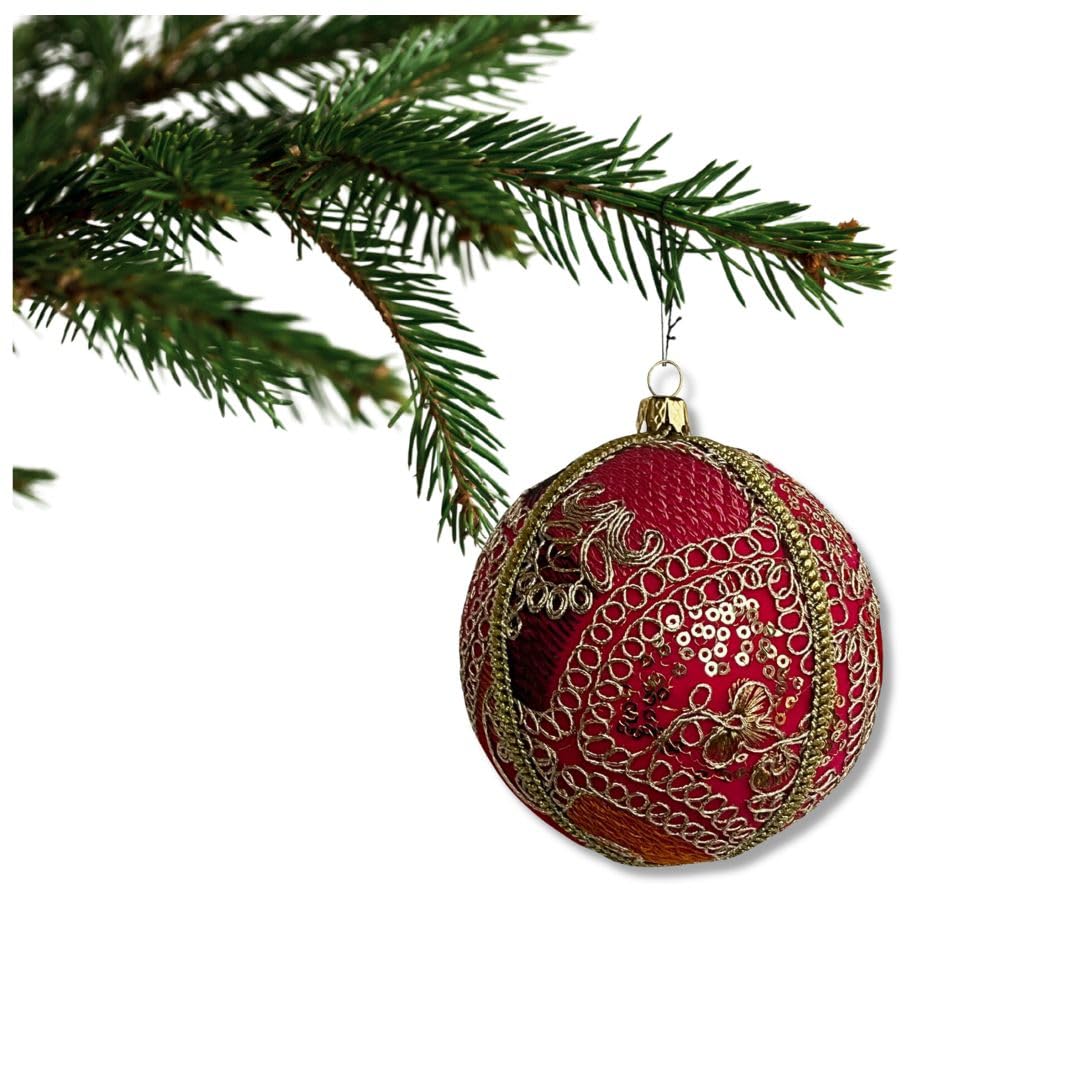 Aarna Bauble – Bright Pink with Gold Embroidery | 10cm | Handmade Luxury Fabric Ornament | Sustainable Home & Event Décor | Eco-Friendly Gift | UK Artisan Design by Marisha Mistry